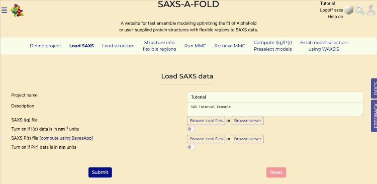Upload SAXS Data